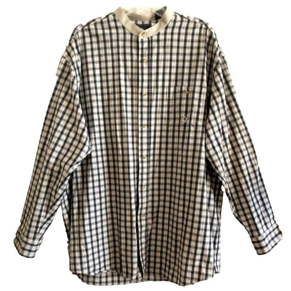 Roper Men's Shirt Button Up Long Sleeve Banded Collar Plaid Western Rodeo - XL